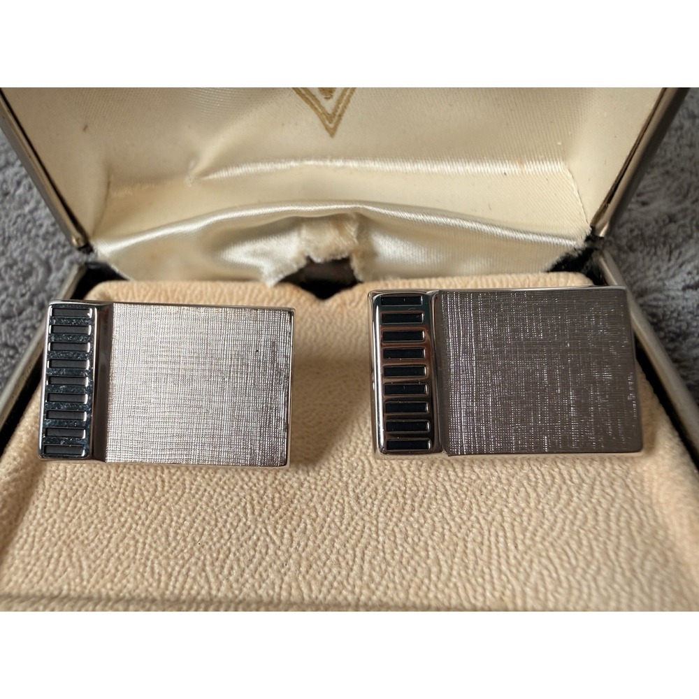 Vintage Swank Men's Jewelry Cufflinks Silver Toned - Picture 2 of 2